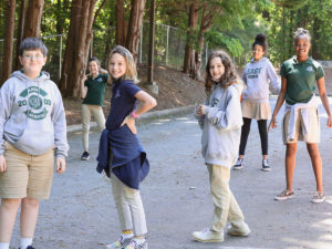 group of students gathered outside